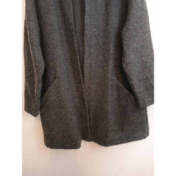 Pure Jill Coat Women Large Petite Gray Bouclé Wool Blend Open Chore Basic Jacket - Picture 4 of 8